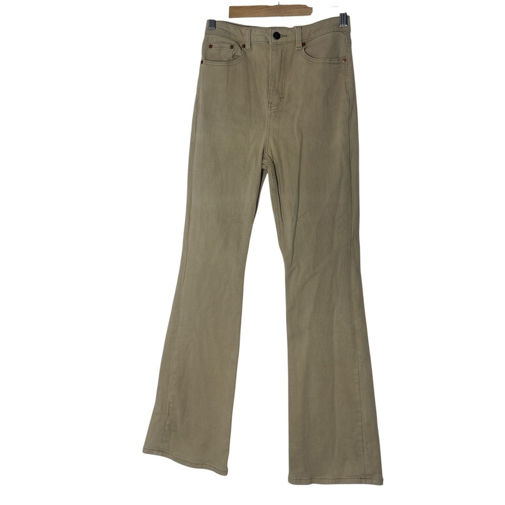 Motel Denim Jeans Women's Small Beige Flare Stretch High Rise Classic Minimalist